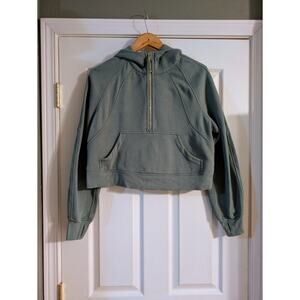 Lululemon Scuba Cropped Half Zip Hoodie Gold Zipper XS/S LW3HTOS EUC
